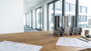 Nrghaus Info Portal Büro von innen mit großen Fenstern